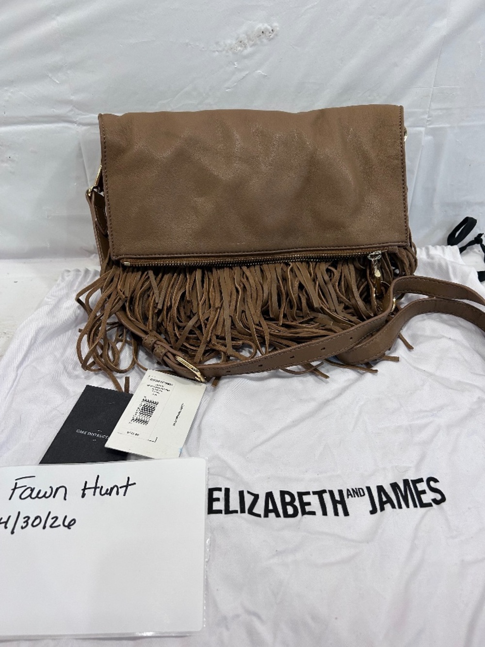 Elizabeth and James Andrew Fringe Fold-Over Clutch | Leather Boho Crossbody